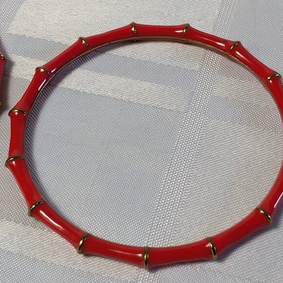 BRACELET BANGLE RED METAL BAMBOO STYLE WOMAN FASHION WEAR WOMEN CASUAL JEWELRY - Picture 14 of 15